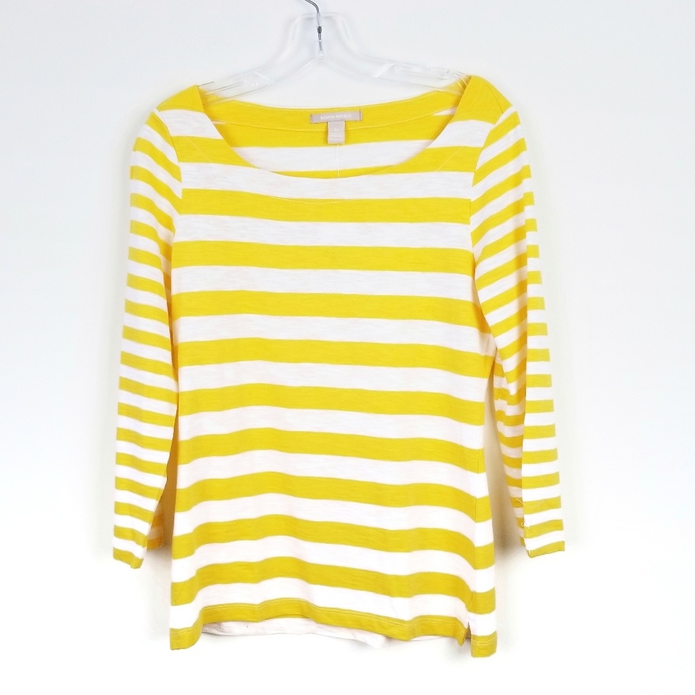 BANANA REPUBLIC Yellow White Striped Top